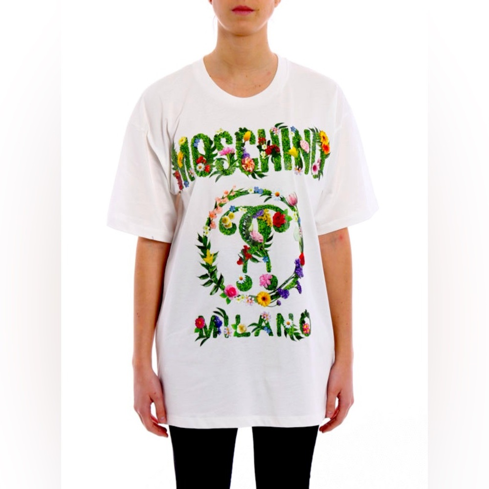 Moschino Couture Milano Oversized Tee Double Question Mark Floral - Picture 3 of 3